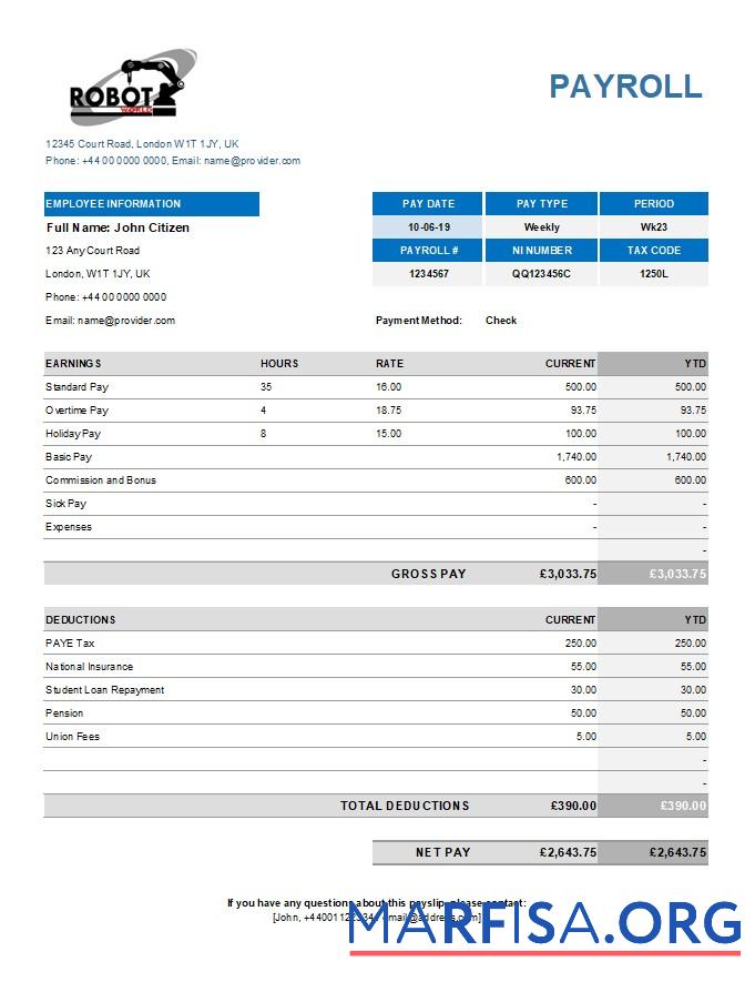 Blank Industrial robot company earning statement template